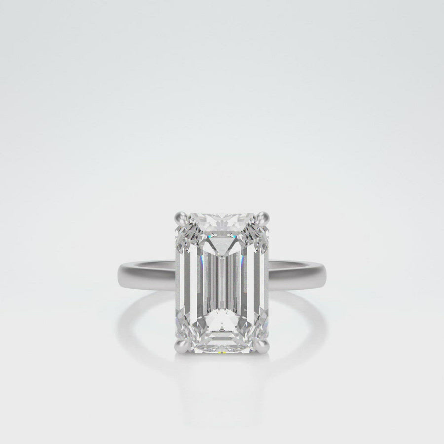 Solitaire Emerald Cut Moissanite Ring - Emerald Classic Ring | Jewel Eternal