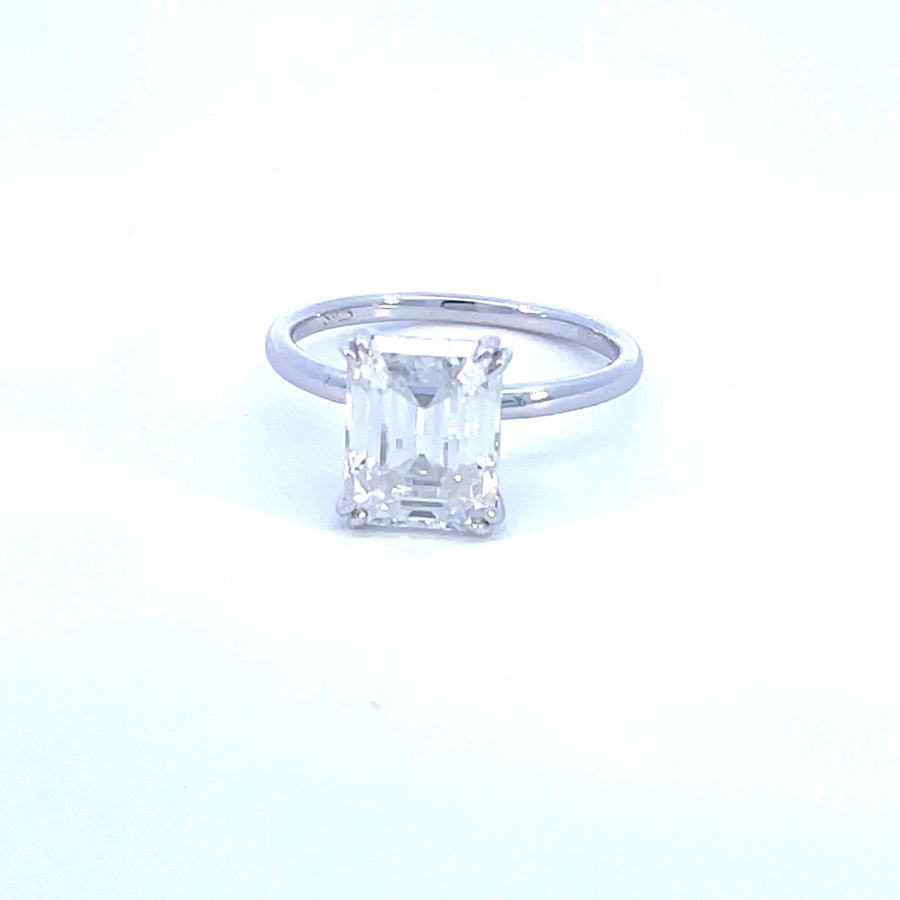 Solitaire Emerald Cut Moissanite Ring - Emerald Classic Ring | Jewel Eternal
