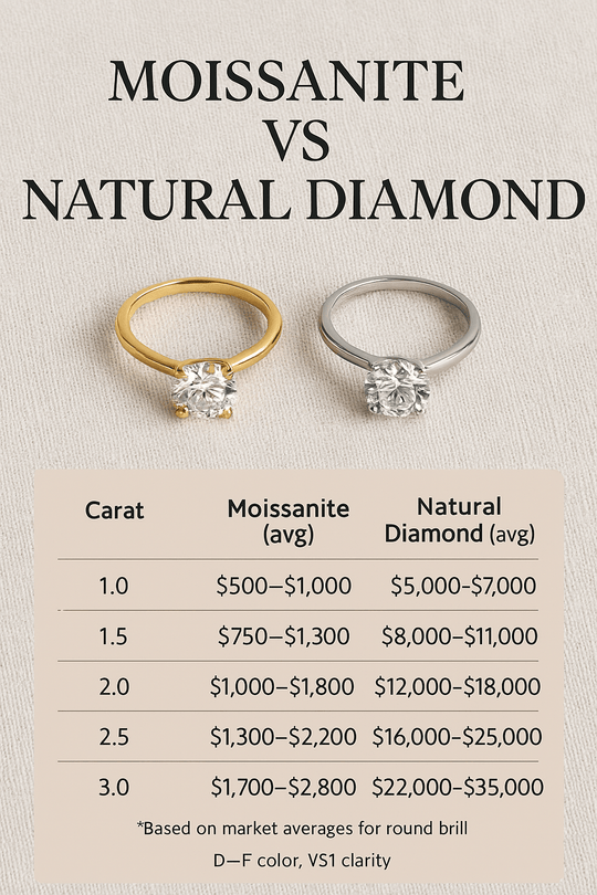 Moissanite vs Natural Diamond: Value Breakdown at Every Carat - Jewel Eternal