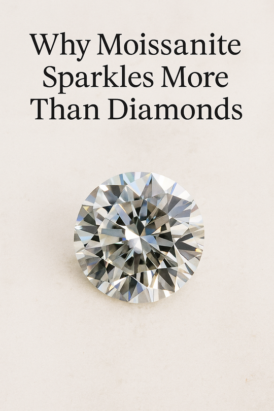 Close up of sparkling Moissanite gem under soft lighting