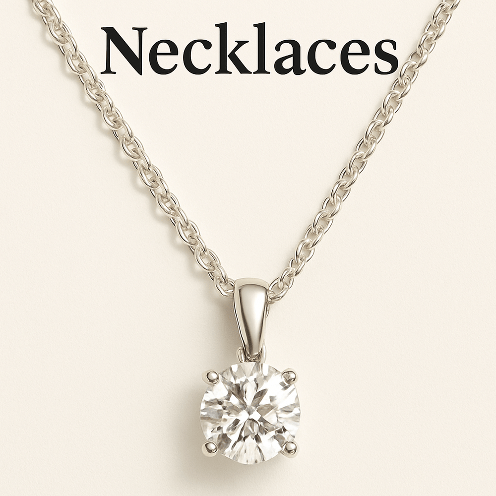 Round and heart moissanite pendant necklaces in the Jewel Eternal collection