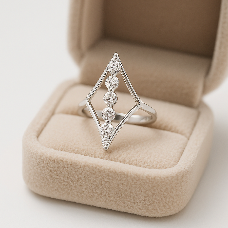 North Star – Compass-Inspired Moissanite Ring in Sterling, Gold or Platinum