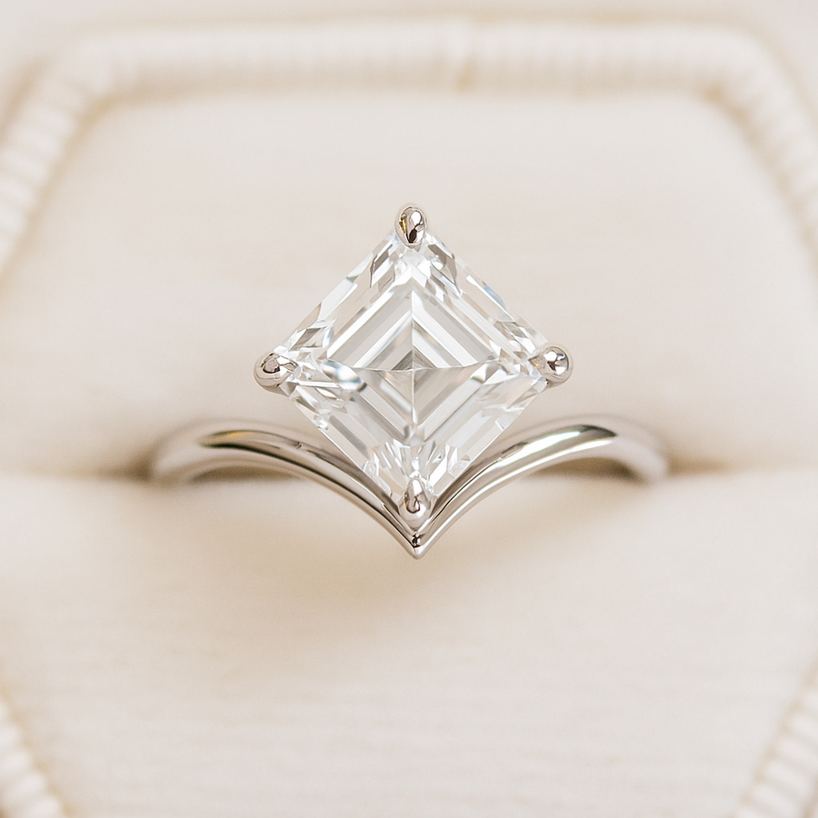 Precious Square – 3 ct Princess Cut Moissanite Ring in Sterling, Gold or Platinum