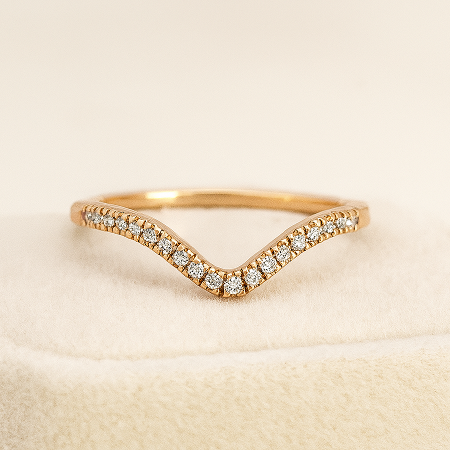 Chevron Pave Moissanite Band • D Color VVS1 Pave • Sterling Silver, 14K or Platinum