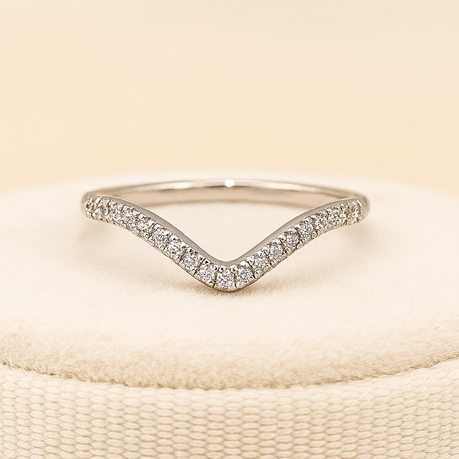 Chevron Pave Moissanite Band • D Color VVS1 Pave • Sterling Silver, 14K or Platinum