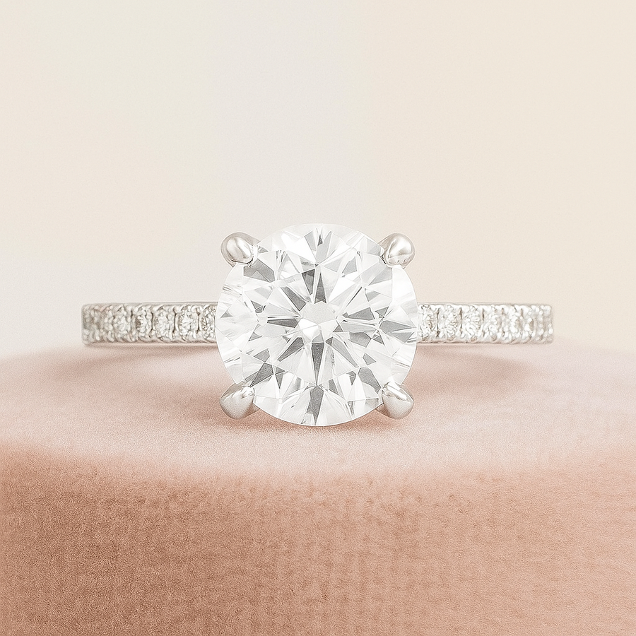 Constellation Classic – 2 ct to 3 ct Round Brilliant Moissanite Pave Solitaire | Silver, 14K Gold, Platinum