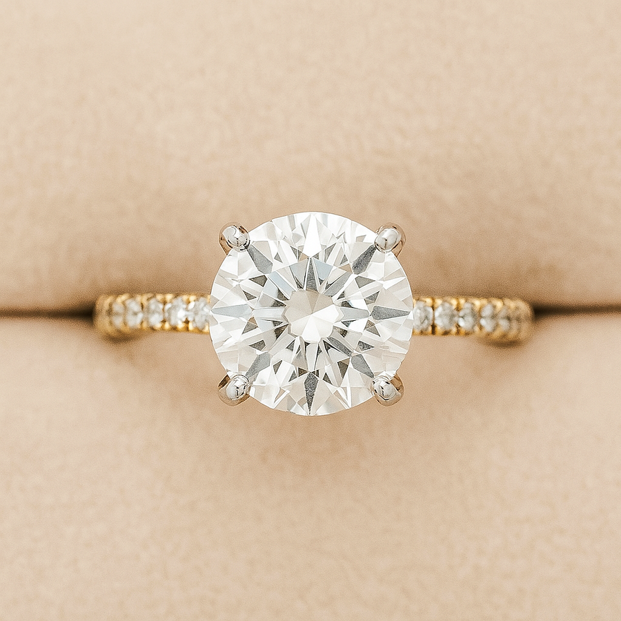 Constellation Classic – 2 ct to 3 ct Round Brilliant Moissanite Pave Solitaire | Silver, 14K Gold, Platinum