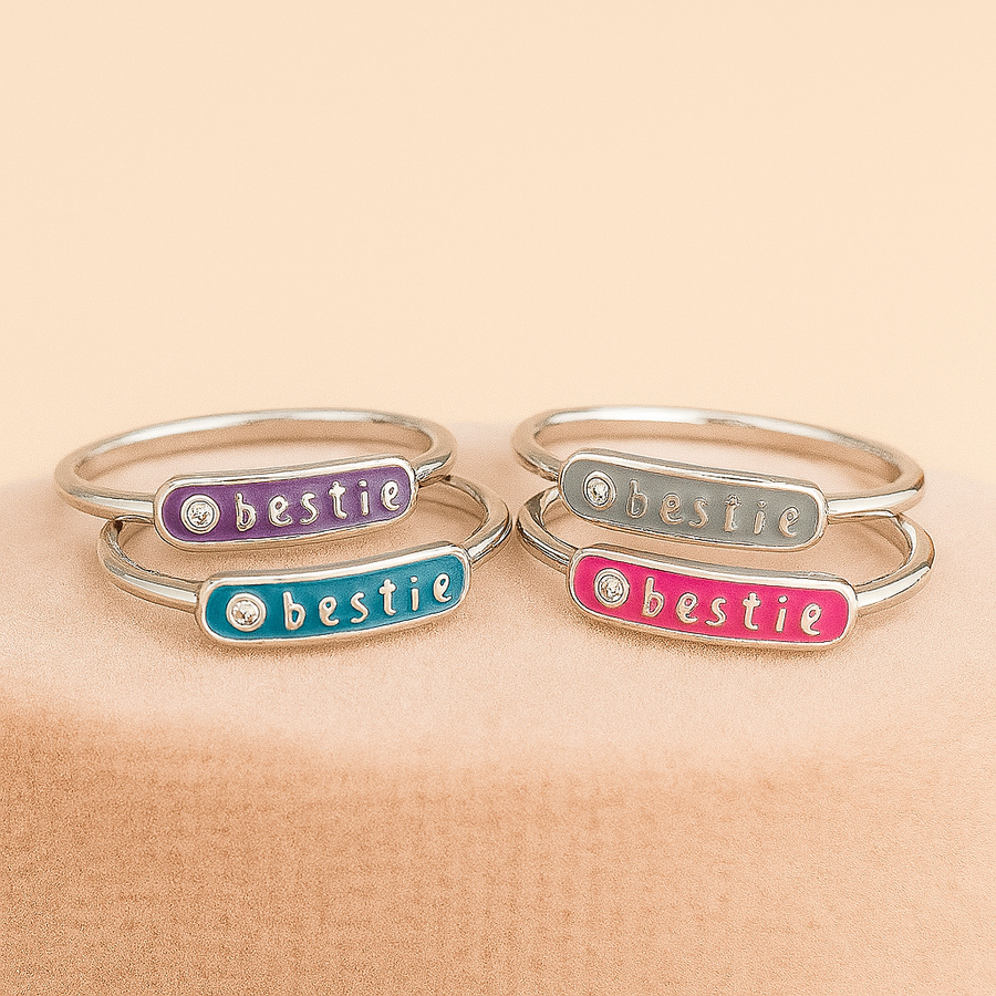 Word Arc Ring – “Loved” or “Bestie” in Sterling, Gold or Platinum
