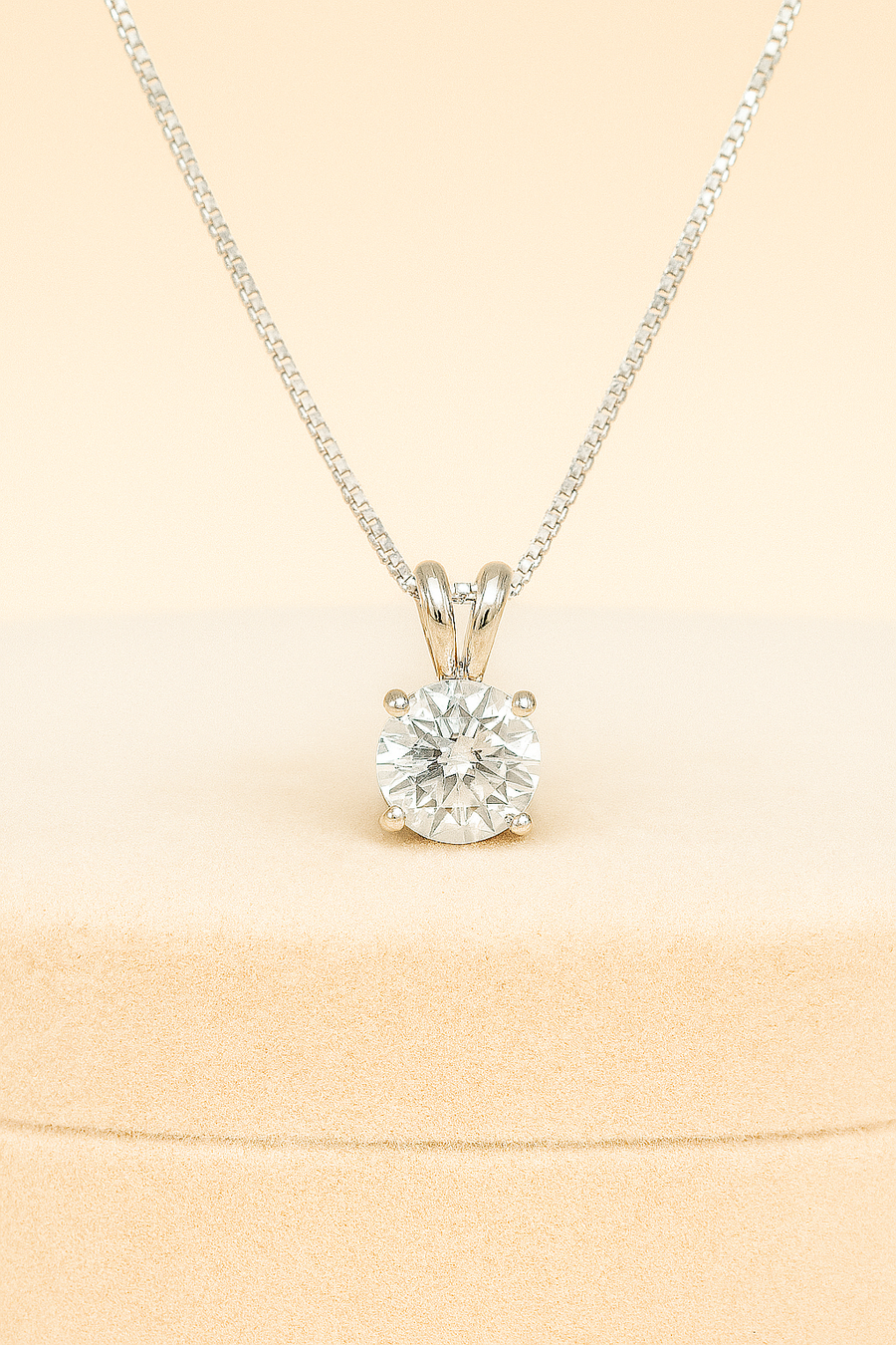 Moissanite Solitaire Necklace – 1 to 3 ct Round Pendant in Sterling, Gold or Platinum