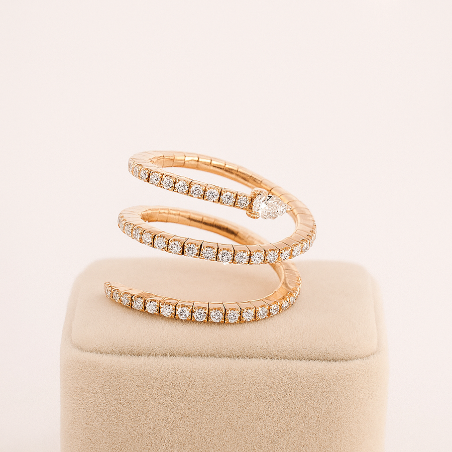 Snake Ring – Textured Coiled Moissanite Statement Ring in Sterling, Gold or Platinum