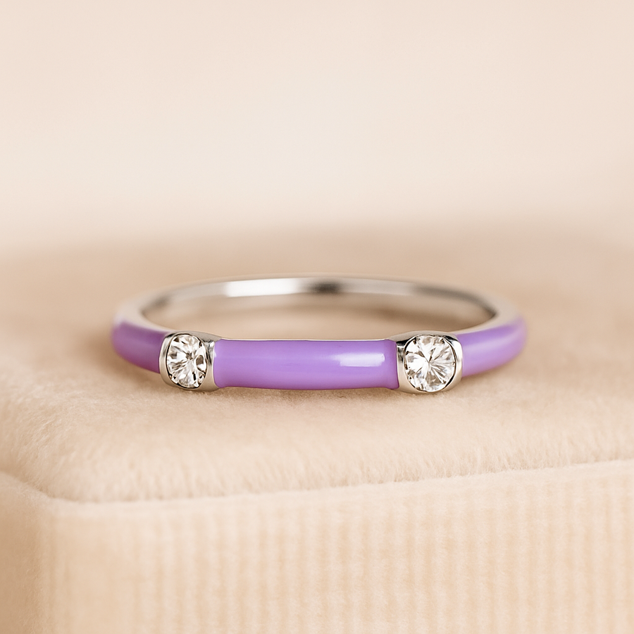 Starlight – Starburst Moissanite Accent Ring in Sterling, Gold or Platinum