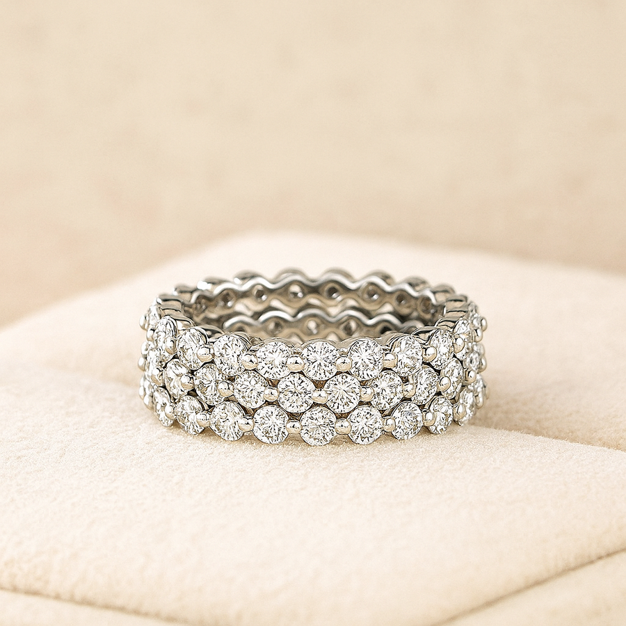 Eternity Triple Stack Band – 3.6 tcw Moissanite Eternity Ring in Sterling, Gold or Platinum