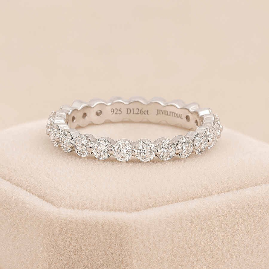 Eternity Band – 1.2 ct Moissanite Stacking Ring in Sterling, Gold or Platinum