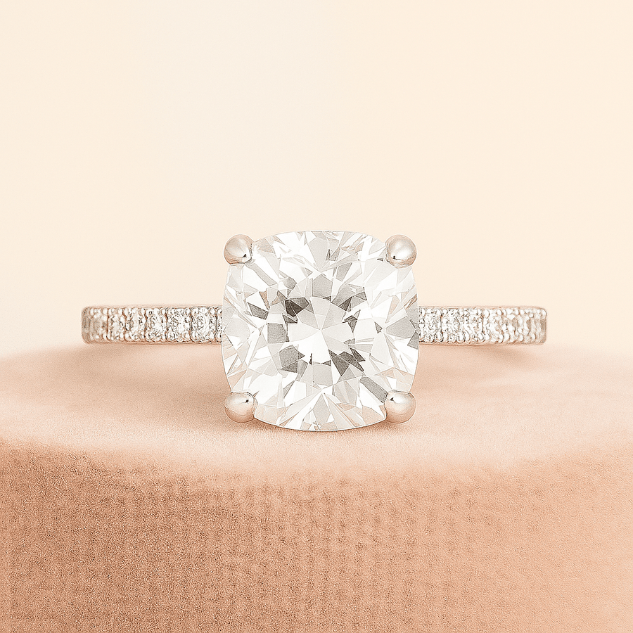 Aurora Classic 2–4ct Moissanite Solitaire with Pavé Band – D Color VVS1 | Jewel Eternal - Jewel Eternal