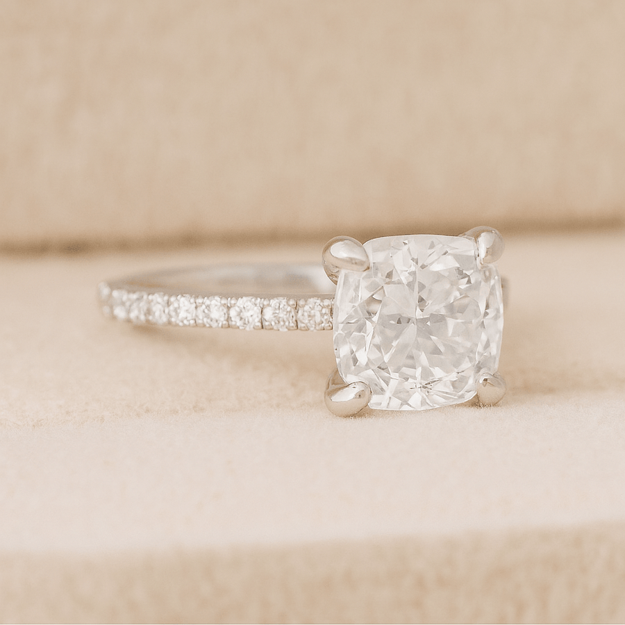 Aurora Classic 2–4ct Moissanite Solitaire with Pavé Band – D Color VVS1 | Jewel Eternal - Jewel Eternal