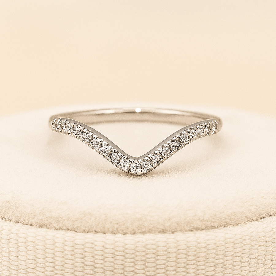 Chevron Pave Moissanite Band • D Color VVS1 Pave • Sterling Silver, 14K or Platinum - Jewel Eternal