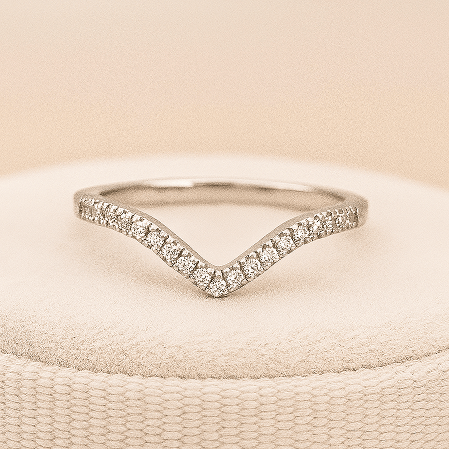 Chevron Pave Moissanite Band • D Color VVS1 Pave • Sterling Silver, 14K or Platinum - Jewel Eternal