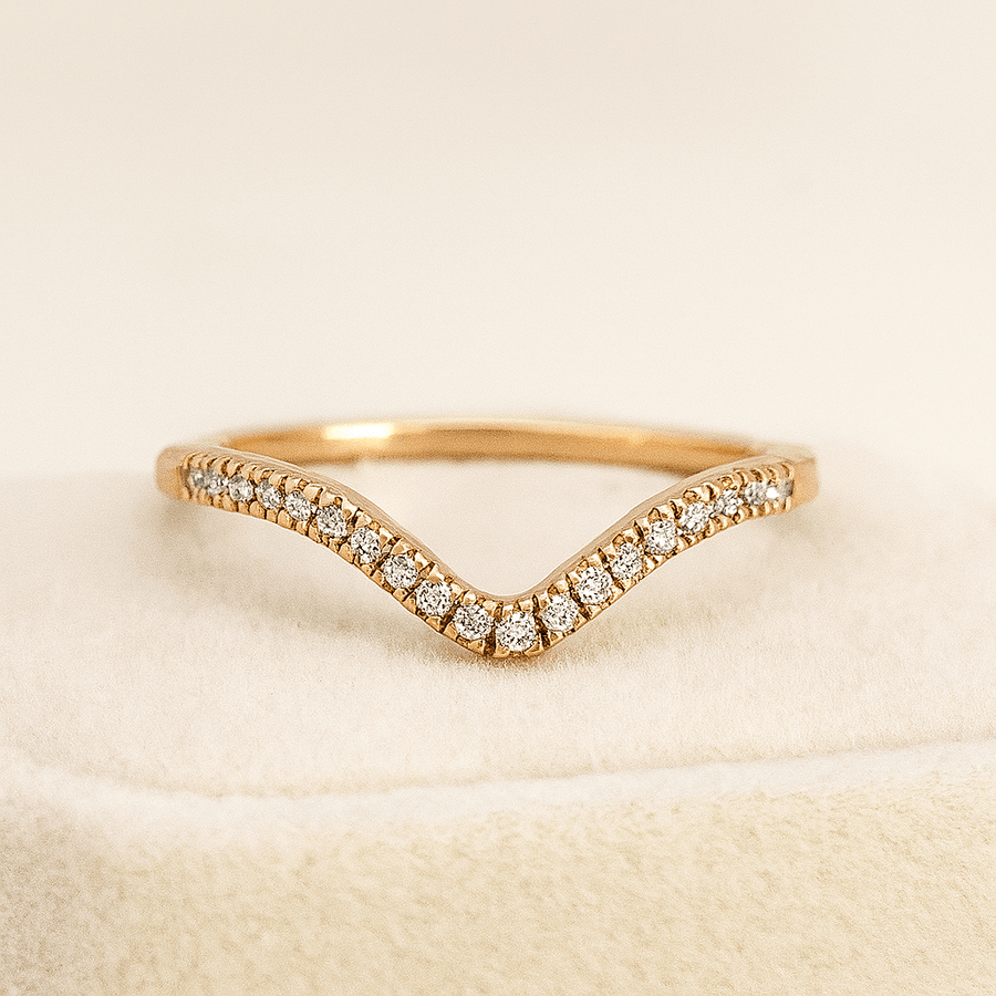 Chevron Pave Moissanite Band • D Color VVS1 Pave • Sterling Silver, 14K or Platinum - Jewel Eternal