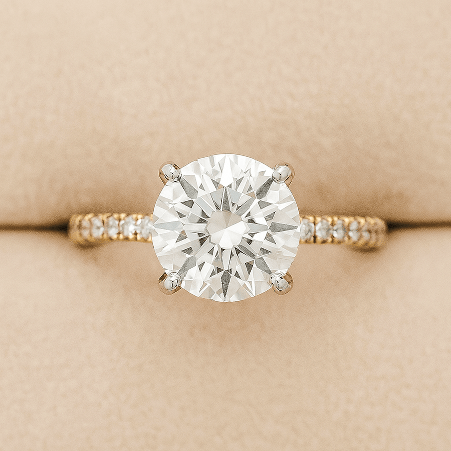 Constellation Classic – 2 ct to 3 ct Round Brilliant Moissanite Pave Solitaire | Silver, 14K Gold, Platinum - Jewel Eternal