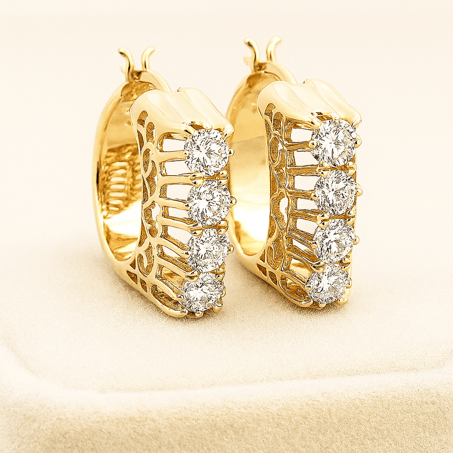 Creole Hoop Earrings – 2 tcw Moissanite Hoops in Sterling, Gold or Platinum - Jewel Eternal