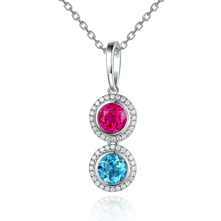 Double BirthStone 3 Piece Set - Ring, Pendant Necklace, Earring - Jewel Eternal
