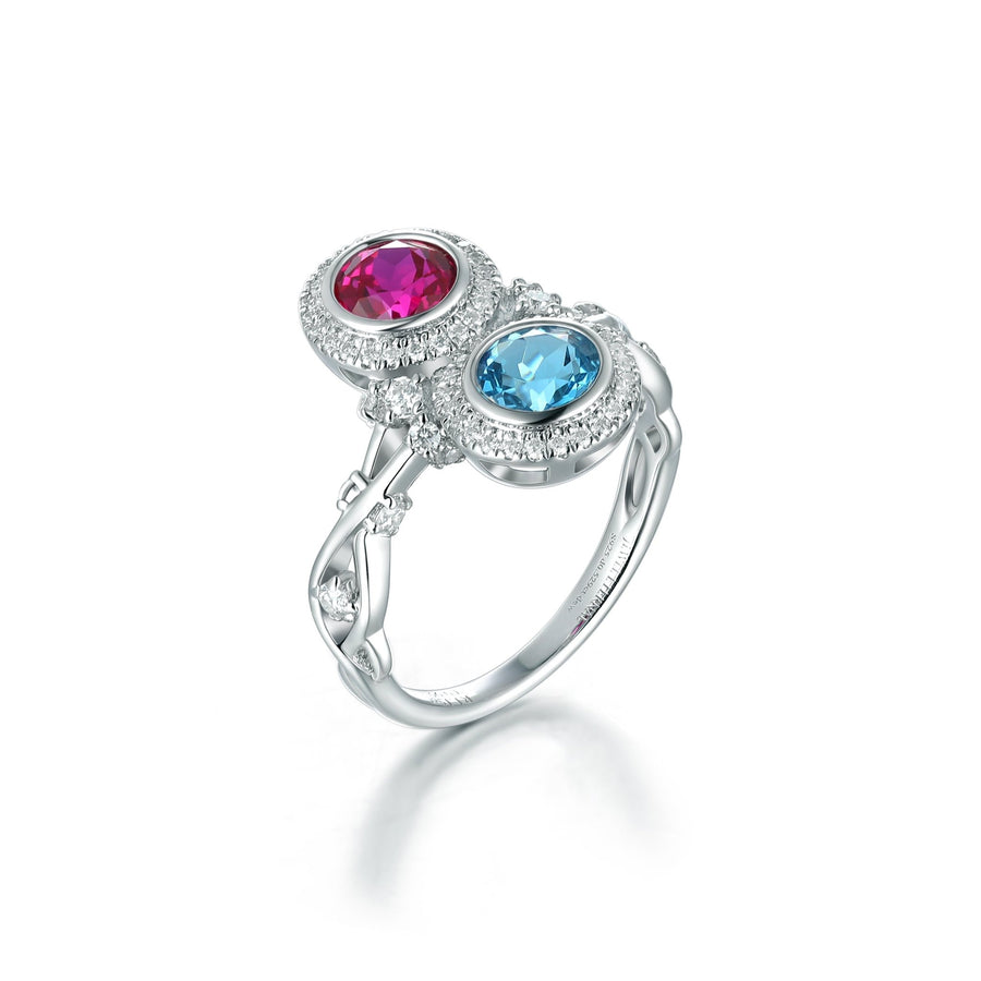 Double BirthStone 3 Piece Set - Ring, Pendant Necklace, Earring - Jewel Eternal