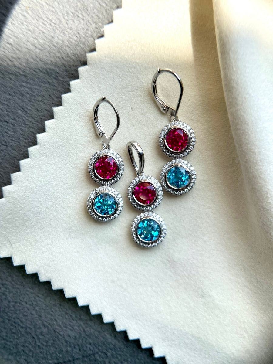 Double BirthStone 3 Piece Set - Ring, Pendant Necklace, Earring - Jewel Eternal