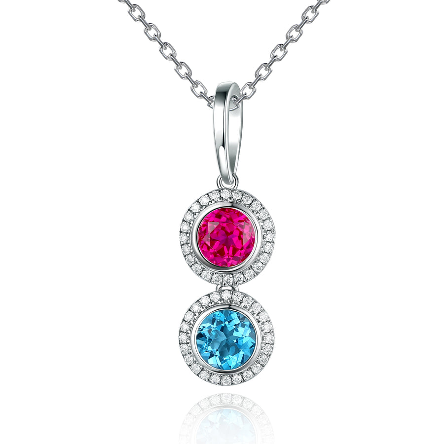 Double BirthStone 3 Piece Set - Ring, Pendant Necklace, Earring