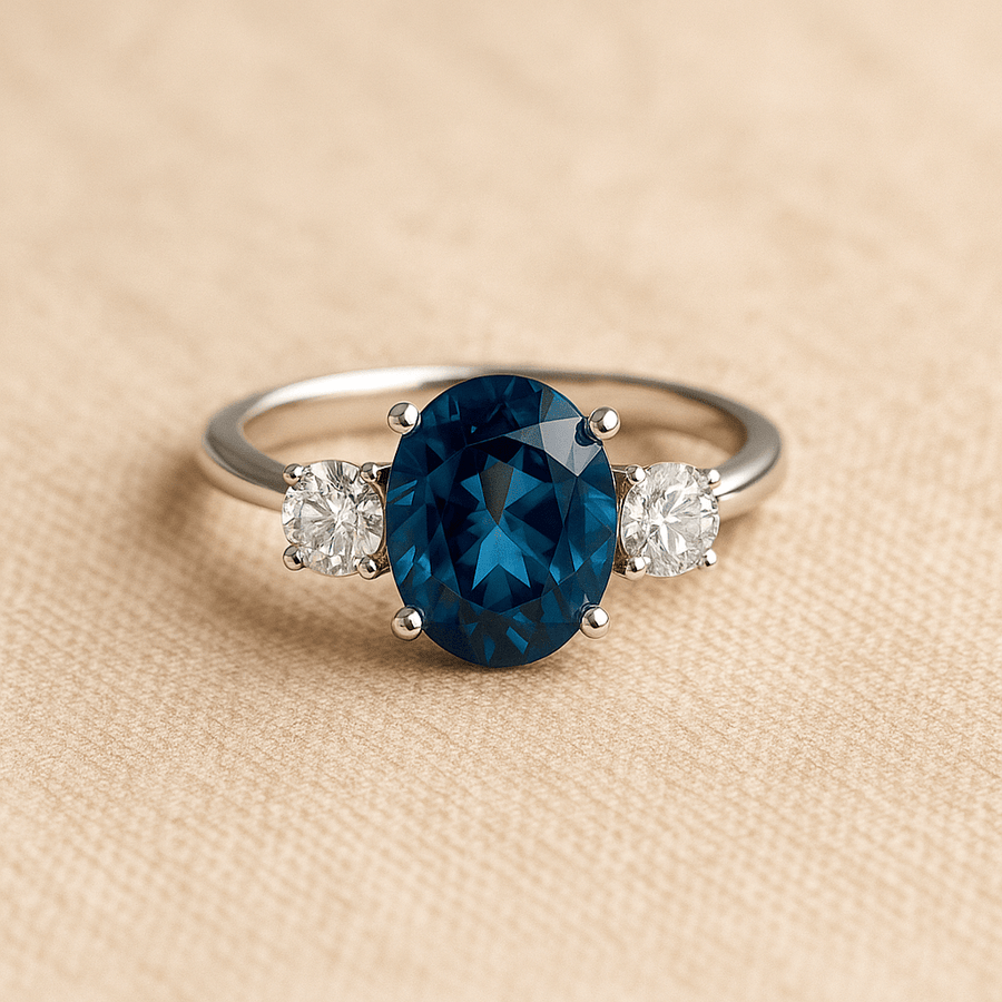 East West Oval Sapphire Ring – Modern Oval Sapphire Ring - Jewel Eternal