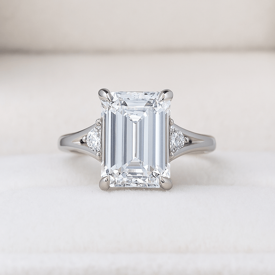 Emerald Twin™ 5ct Moissanite Ring • Side Baguettes • D VVS1 | Jewel Eternal - Jewel Eternal