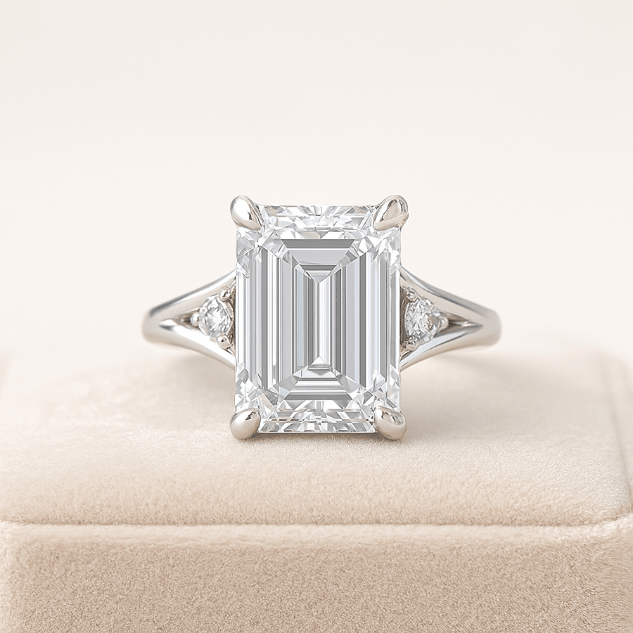 Emerald Twin™ 5ct Moissanite Ring • Side Baguettes • D VVS1 | Jewel Eternal - Jewel Eternal