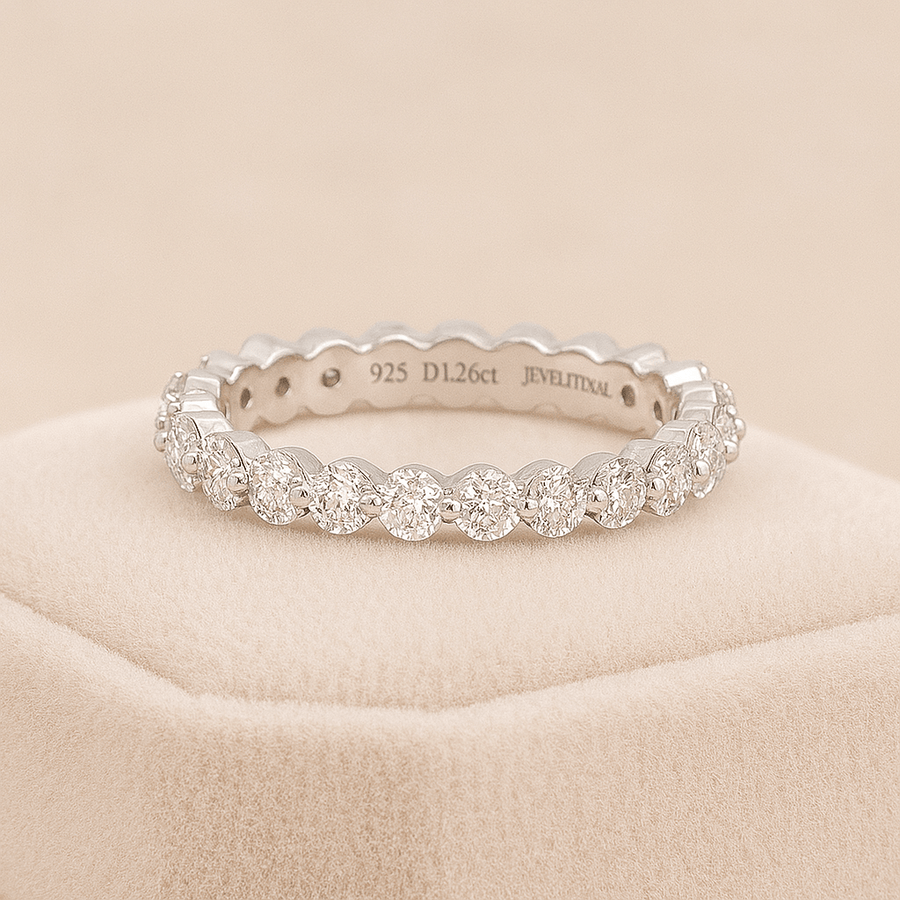 Eternity Band – 1.2 ct Moissanite Stacking Ring in Sterling, Gold or Platinum - Jewel Eternal