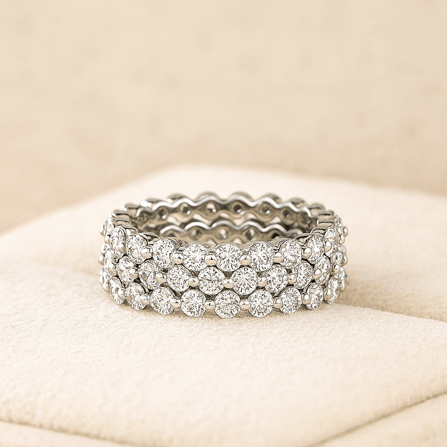 Eternity Triple Stack Band – 3.6 tcw Moissanite Eternity Ring in Sterling, Gold or Platinum - Jewel Eternal