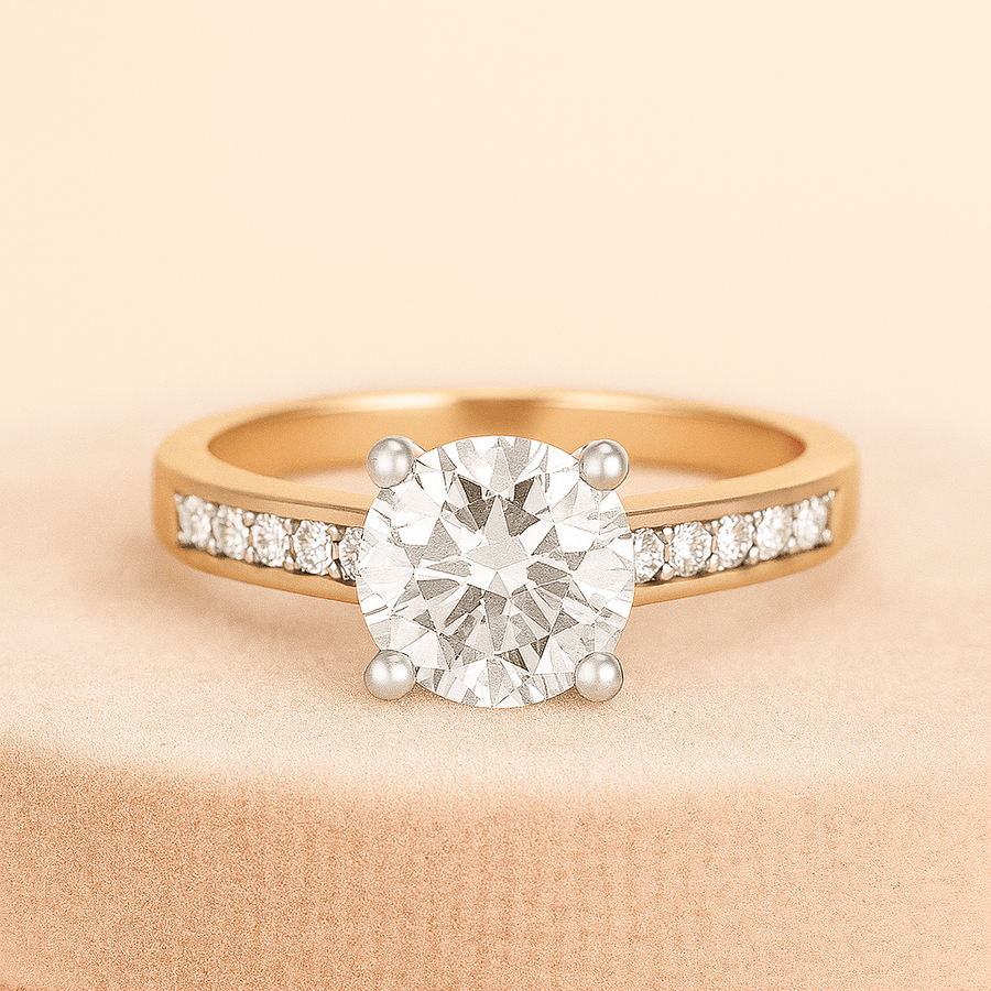 Galaxy Classic – 1.5 ct Moissanite Ring with Side Accents in Sterling, Gold or Platinum - Jewel Eternal