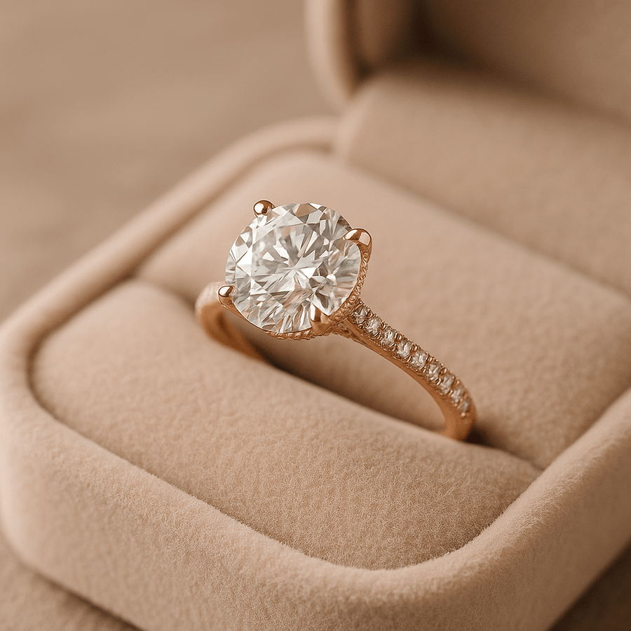 Hidden Dreams – 3 ct Round Moissanite Ring with Double Pavé and Hidden Halo in Silver, Gold or Platinum - Jewel Eternal