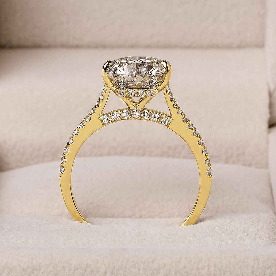 Hidden Dreams – 3 ct Round Moissanite Ring with Double Pavé and Hidden Halo in Silver, Gold or Platinum - Jewel Eternal