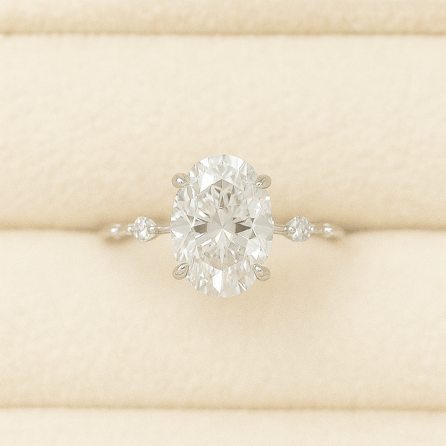 Mila – Tapered Moissanite Solitaire Ring in Sterling, Gold or Platinum - Jewel Eternal