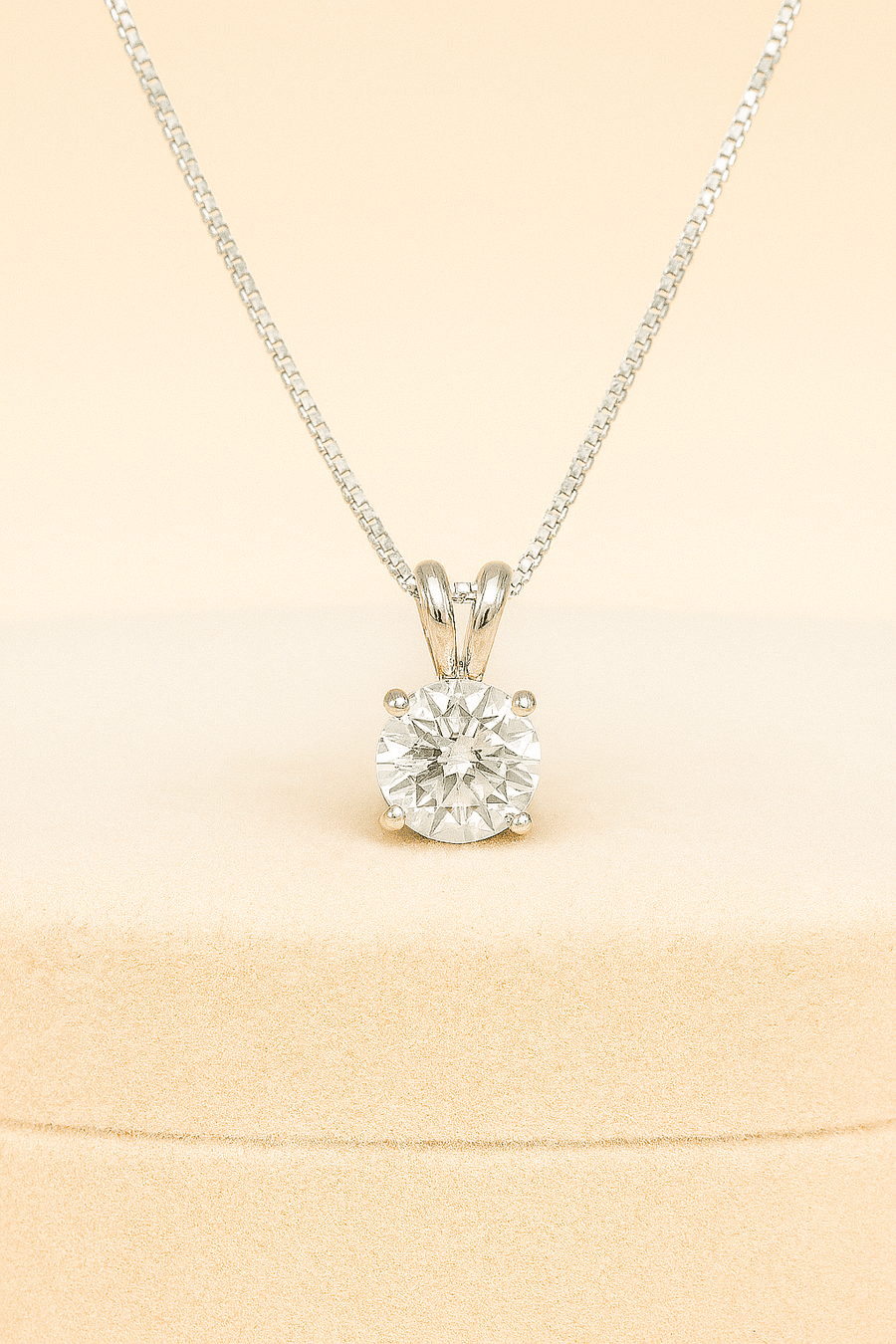 Moissanite Solitaire Necklace – 1 to 3 ct Round Pendant in Sterling, Gold or Platinum - Jewel Eternal