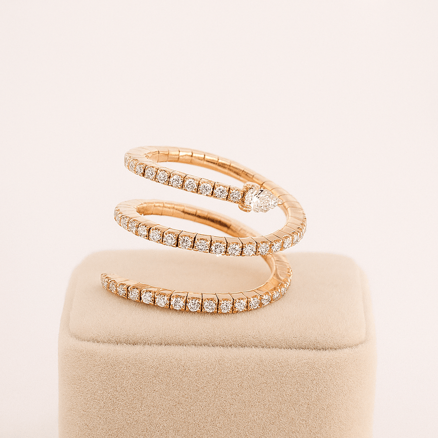 Snake Ring – Textured Coiled Moissanite Statement Ring in Sterling, Gold or Platinum - Jewel Eternal