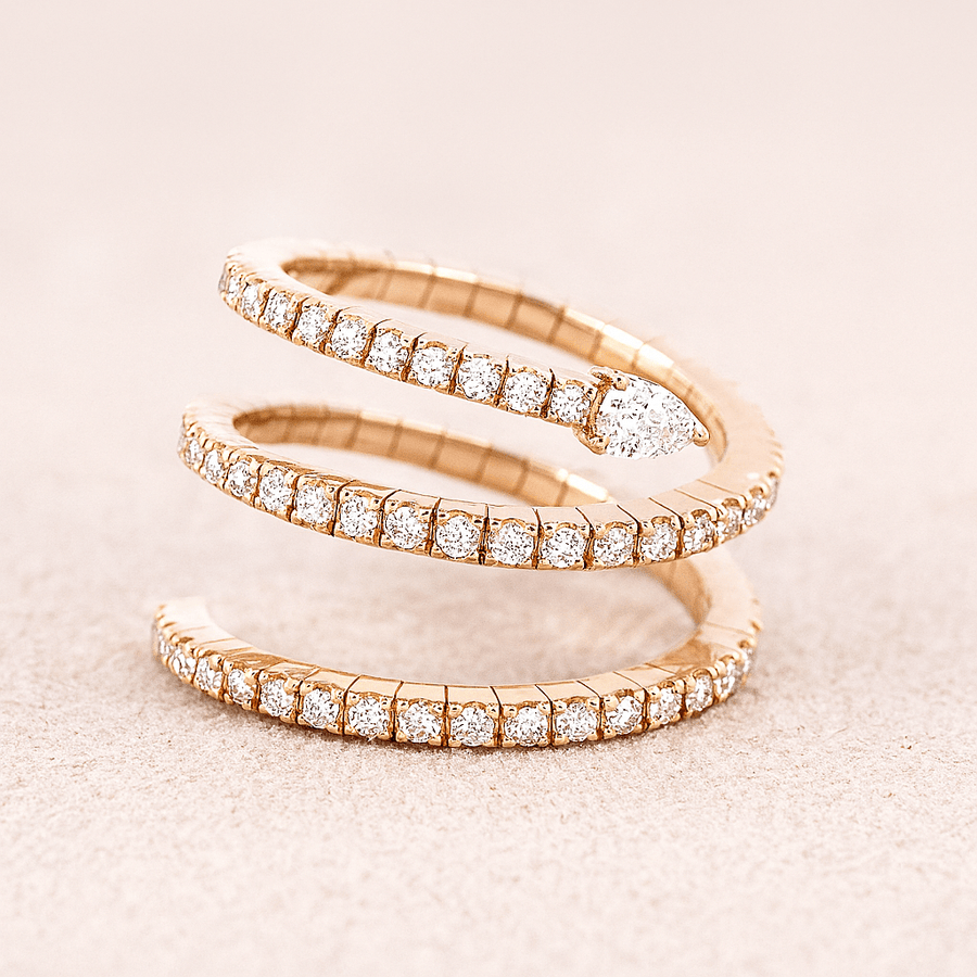 Snake Ring – Textured Coiled Moissanite Statement Ring in Sterling, Gold or Platinum - Jewel Eternal