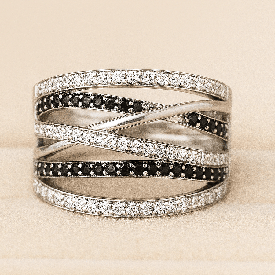 Twin Flames – Dual - Band Moissanite Ring in Sterling, Gold or Platinum - Jewel Eternal