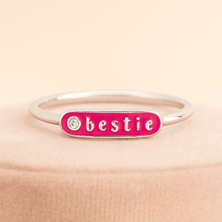 Word Arc Ring – “Loved” or “Bestie” in Sterling, Gold or Platinum - Jewel Eternal