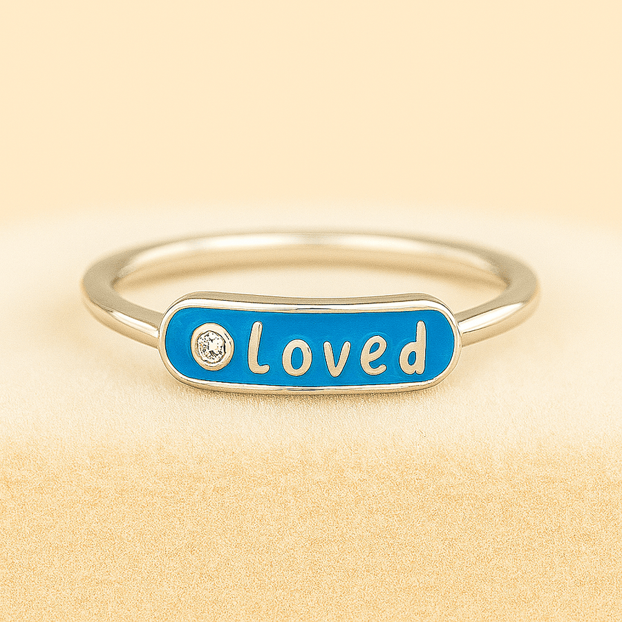 Word Arc Ring – “Loved” or “Bestie” in Sterling, Gold or Platinum - Jewel Eternal