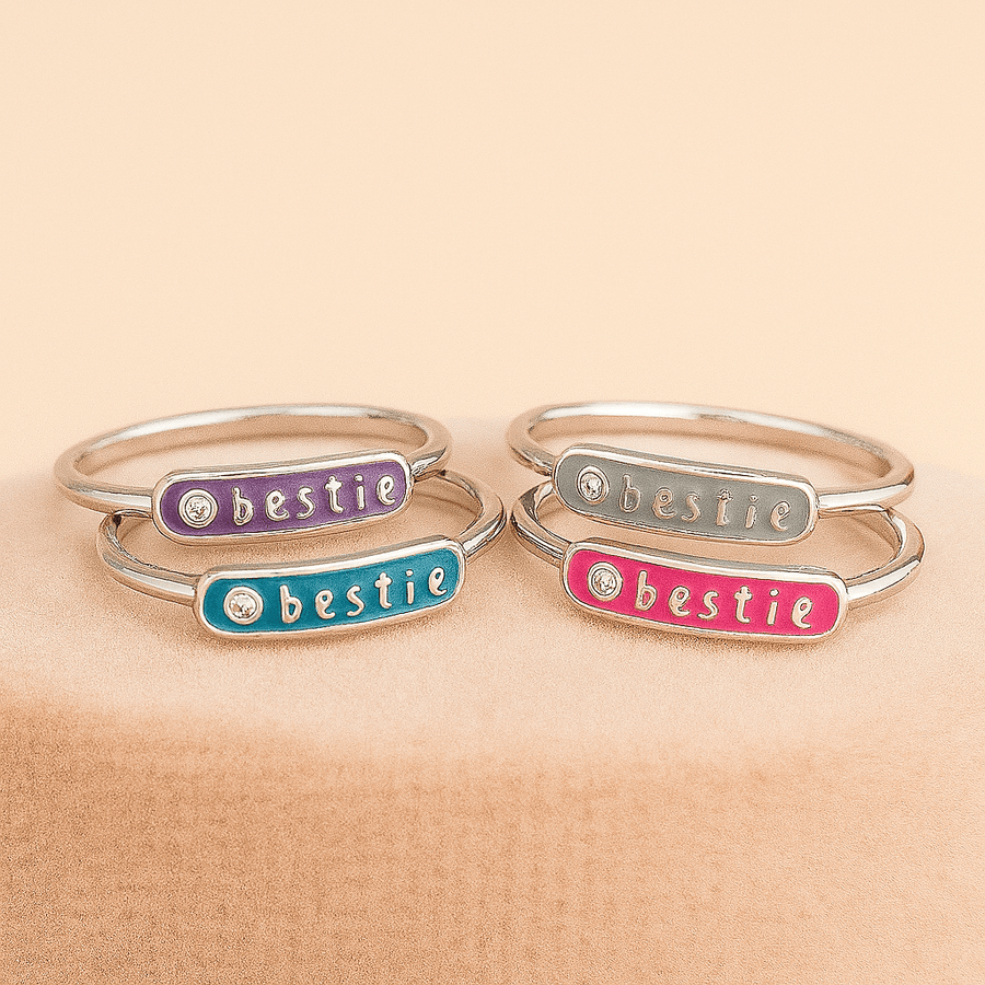 Word Arc Ring – “Loved” or “Bestie” in Sterling, Gold or Platinum - Jewel Eternal