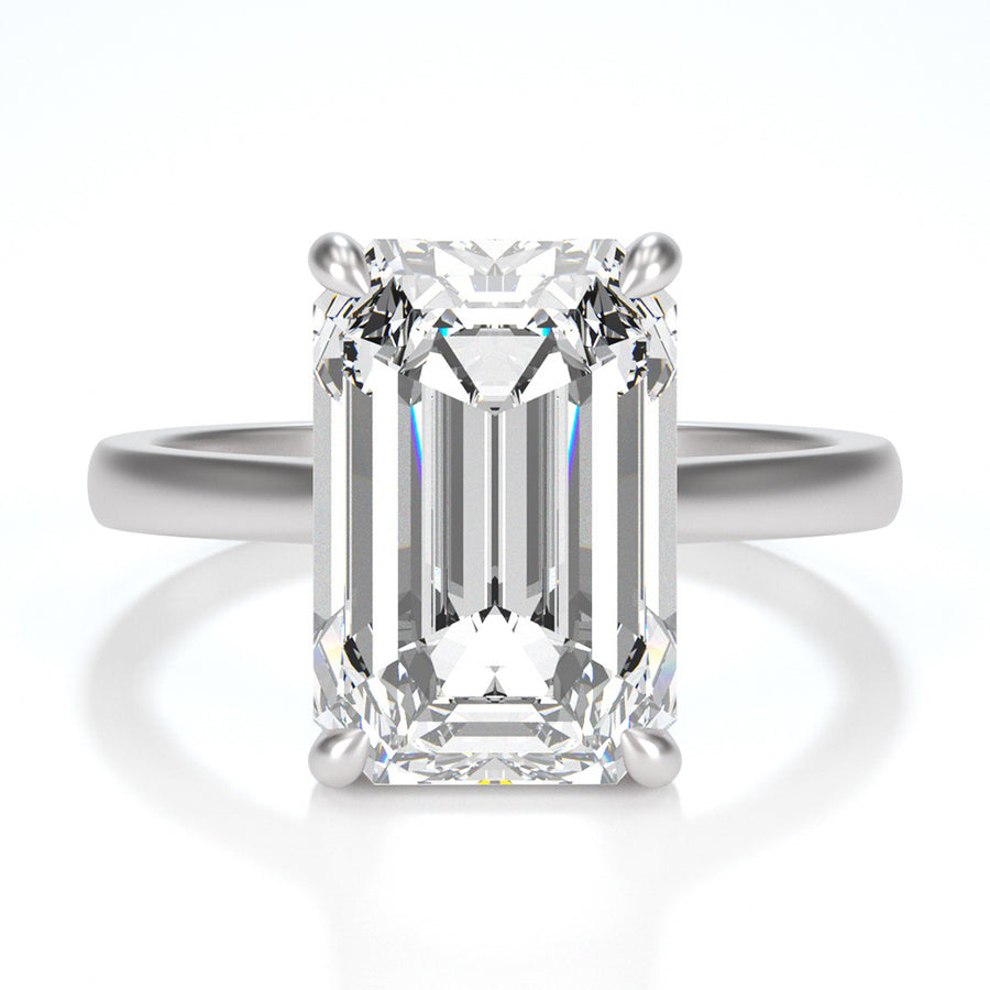 Solitaire Emerald Cut Moissanite Ring - Emerald Classic Ring | Jewel Eternal