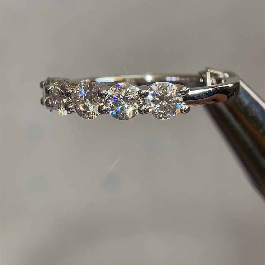 5 Stone Moissanite Anniversary Wedding Band. Looks identical to and lasts as long as diamond - Pentastone Classic | Jewel Eternal