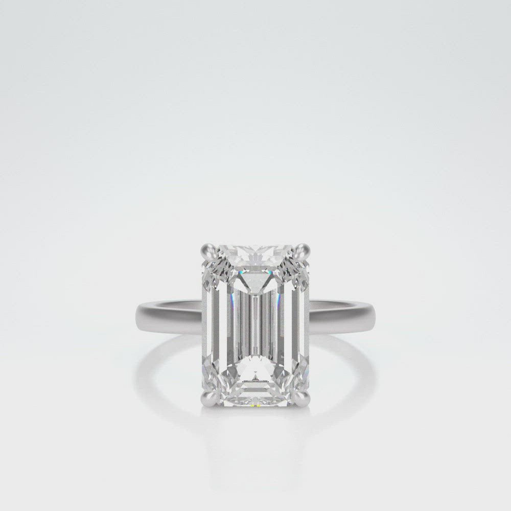 Solitaire Emerald Cut Moissanite Ring - Emerald Classic Ring | Jewel Eternal