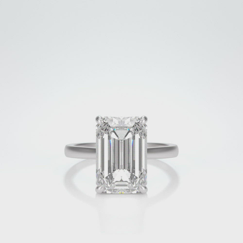 Solitaire Emerald Cut Moissanite Ring - Emerald Classic Ring | Jewel Eternal