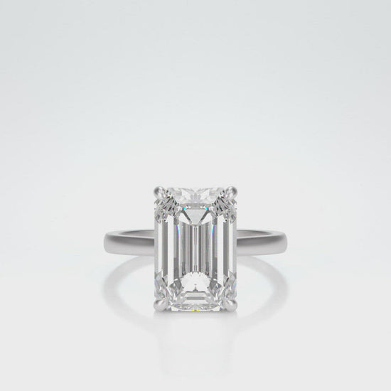 Solitaire Emerald Cut Moissanite Ring - Emerald Classic Ring | Jewel Eternal