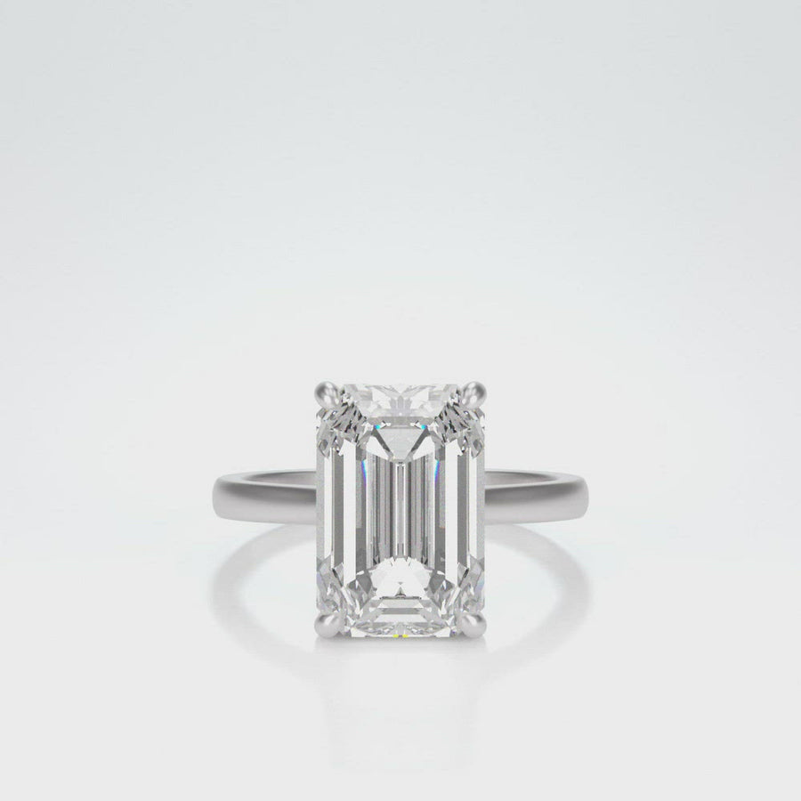 Solitaire Emerald Cut Moissanite Ring - Emerald Classic Ring | Jewel Eternal